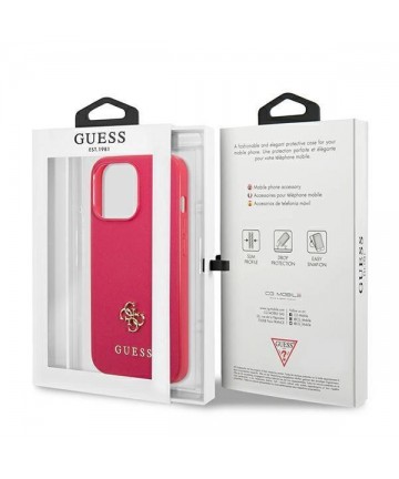 Guess Saffiano 4G Small Metal Logo case for iPhone 13 Pro / 13 - pink