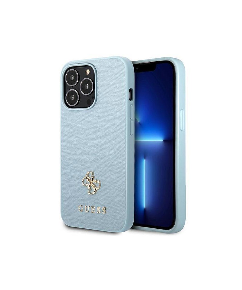 Guess Saffiano 4G Small Metal Logo Case for iPhone 13 Pro / 13 - Blue