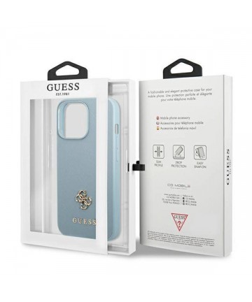 Guess Saffiano 4G Small Metal Logo Case for iPhone 13 Pro / 13 - Blue