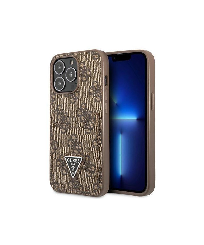 Guess 4G Triangle Logo Cardslot Case for iPhone 13 Pro / 13 - Brown