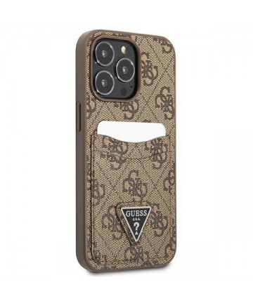 Guess 4G Triangle Logo Cardslot Case for iPhone 13 Pro / 13 - Brown