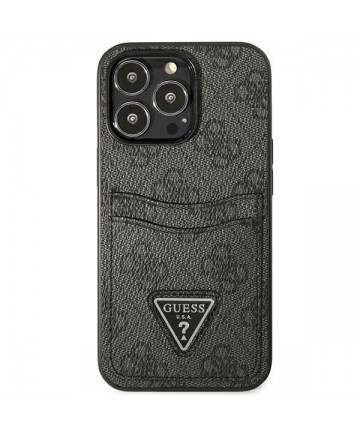 Guess GUHCP13LP4TPK iPhone 13 Pro / 13 6.1" black/black hardcase 4G Triangle Logo Cardslot