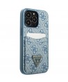 Guess 4G Triangle Logo Cardslot Case for iPhone 13 Pro / 13 - Blue