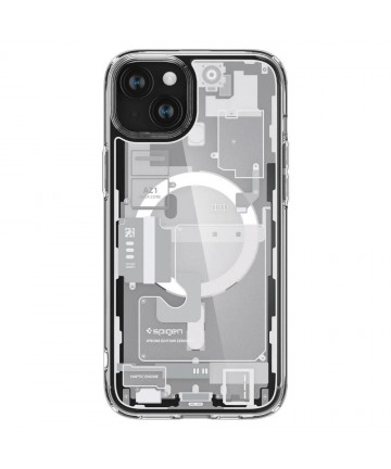 Spigen Ultra Hybrid Mag Case with MagSafe for iPhone 15 Plus - White (Zero One Pattern)