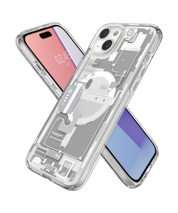 Spigen Ultra Hybrid Mag Case with MagSafe for iPhone 15 Plus - White (Zero One Pattern)