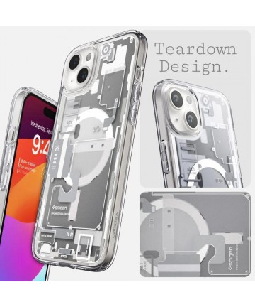 Spigen Ultra Hybrid Mag Case with MagSafe for iPhone 15 Plus - White (Zero One Pattern)