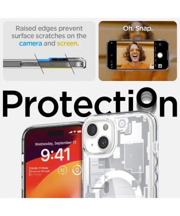 Spigen Ultra Hybrid Mag Case with MagSafe for iPhone 15 Plus - White (Zero One Pattern)