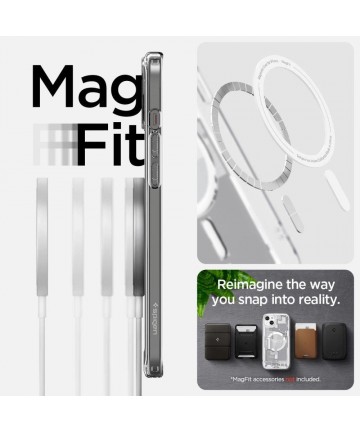 Spigen Ultra Hybrid Mag Case with MagSafe for iPhone 15 Plus - White (Zero One Pattern)