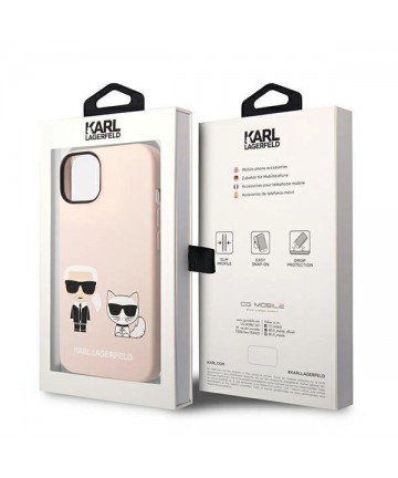 Karl Lagerfeld KLHMP14SSSKCI iPhone 14 6.1 "hardcase light pink / light pink Silicone Karl & Choupette Magsafe