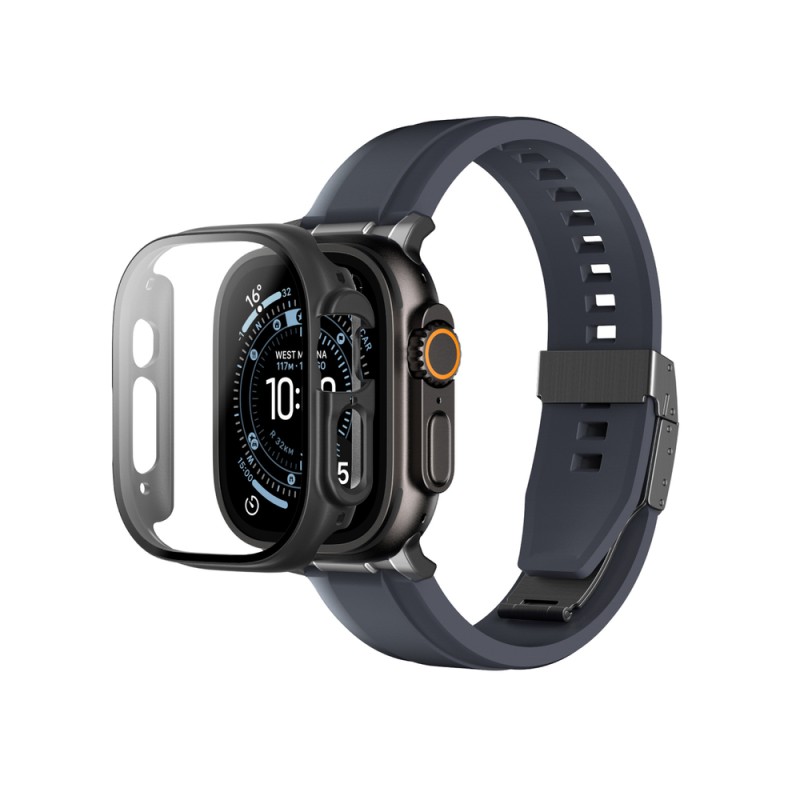 AmazingThing Radix Glass Screen Protector with Case for Apple Watch UItra 3 49mm - Black
