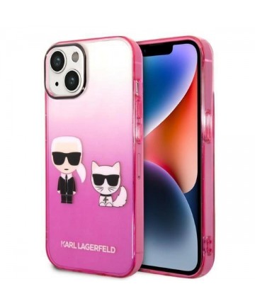 Karl Lagerfeld Gradient Ikonik Karl&Choupette Case for iPhone 14 Plus - Pink