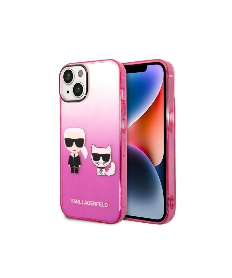 Karl Lagerfeld Gradient Ikonik Karl&Choupette Case for iPhone 14 Plus - Pink