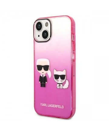 Karl Lagerfeld Gradient Ikonik Karl&Choupette Case for iPhone 14 Plus - Pink