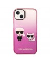 Karl Lagerfeld Gradient Ikonik Karl&Choupette Case for iPhone 14 Plus - Pink