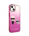 Karl Lagerfeld Gradient Ikonik Karl&Choupette Case for iPhone 14 Plus - Pink
