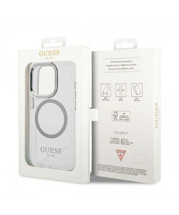 Guess GUHMP14XHTRMS iPhone 14 Pro Max 6.7" silver/silver hard case Metal Outline Magsafe