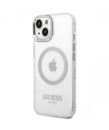 Guess GUHMP14SHTRMS iPhone 14 6.1" silver/silver hard case Metal Outline Magsafe
