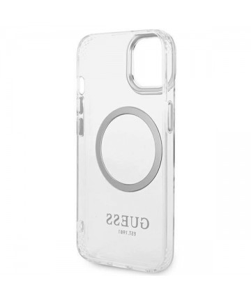 Guess GUHMP14SHTRMS iPhone 14 6.1" silver/silver hard case Metal Outline Magsafe