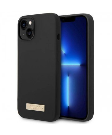 Guess GUHMP14MSBPLK iPhone 14 Plus 6.7" black/black hard case Silicone Logo Plate MagSafe