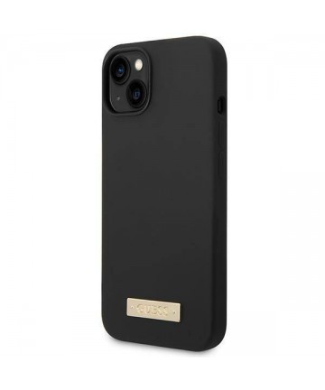 Guess GUHMP14MSBPLK iPhone 14 Plus 6.7" black/black hard case Silicone Logo Plate MagSafe