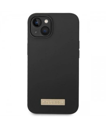 Guess GUHMP14MSBPLK iPhone 14 Plus 6.7" black/black hard case Silicone Logo Plate MagSafe