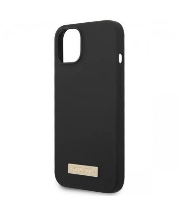 Guess GUHMP14MSBPLK iPhone 14 Plus 6.7" black/black hard case Silicone Logo Plate MagSafe