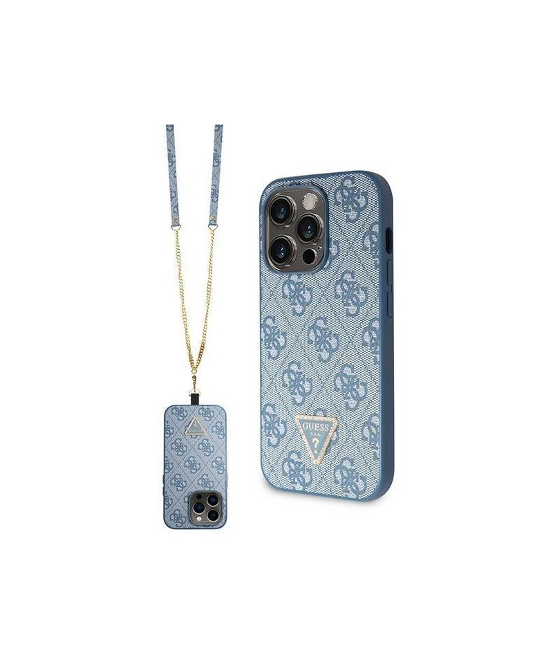 Guess GUHCP14LP4TDSCPB iPhone 14 Pro 6.1" blue/blue hardcase Crossbody 4G Metal Logo