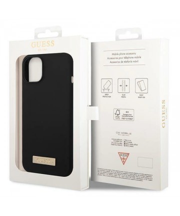 Guess GUHMP14MSBPLK iPhone 14 Plus 6.7" black/black hard case Silicone Logo Plate MagSafe