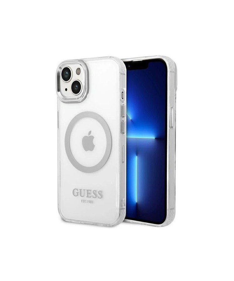 Guess GUHMP14MHTRMS iPhone 14 Plus 6.7" silver/silver hard case Metal Outline Magsafe