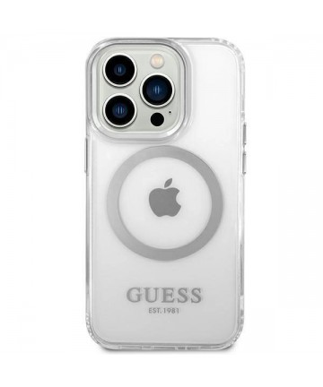 Guess GUHMP14LHTRMS iPhone 14 Pro 6.1" silver/silver hard case Metal Outline Magsafe
