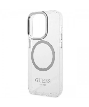 Guess GUHMP14LHTRMS iPhone 14 Pro 6.1" silver/silver hard case Metal Outline Magsafe