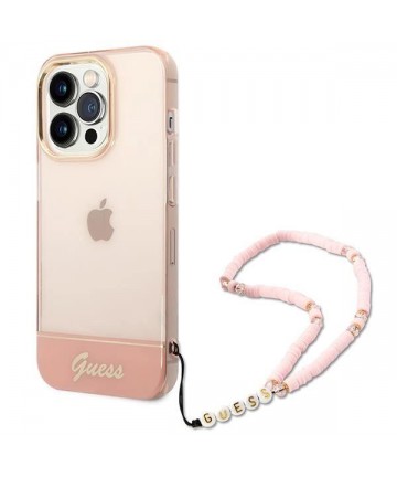 Guess GUHCP14XHGCOHP iPhone 14 Pro Max 6.7" pink/pink hardcase Translucent Pearl Strap