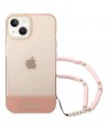 Guess GUHCP14MHGCOHP iPhone 14 Plus 6.7" pink/pink hardcase Translucent Pearl Strap