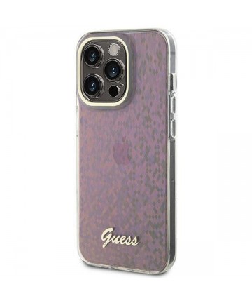 Guess GUHCP15LHDECMP iPhone 15 Pro 6.1" pink/pink hardcase IML Faceted Mirror Disco Iridescent