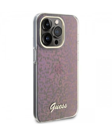 Guess GUHCP15LHDECMP iPhone 15 Pro 6.1" pink/pink hardcase IML Faceted Mirror Disco Iridescent