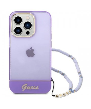 Guess GUHCP14LHGCOHU iPhone 14 Pro 6.1" purple/purple hardcase Translucent Pearl Strap