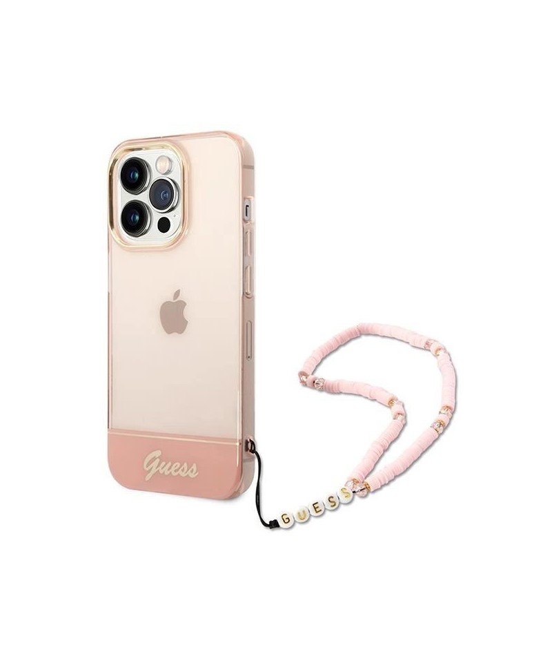 Guess GUHCP14LHGCOHP iPhone 14 Pro 6.1" pink/pink hardcase Translucent Pearl Strap