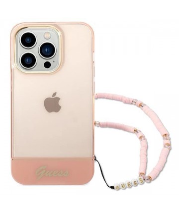 Guess GUHCP14LHGCOHP iPhone 14 Pro 6.1" pink/pink hardcase Translucent Pearl Strap