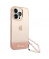 Guess GUHCP14LHGCOHP iPhone 14 Pro 6.1" pink/pink hardcase Translucent Pearl Strap
