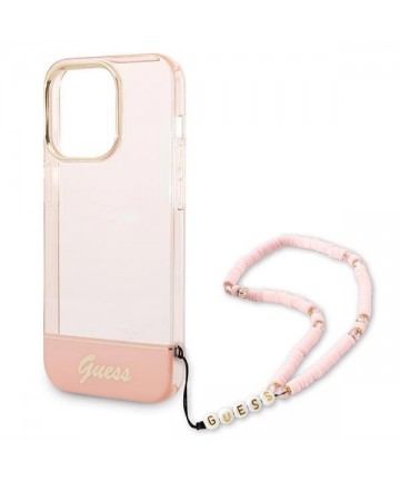 Guess GUHCP14LHGCOHP iPhone 14 Pro 6.1" pink/pink hardcase Translucent Pearl Strap