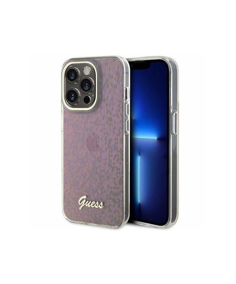 Guess GUHCP15XHDECMP iPhone 15 Pro Max 6.7" pink/pink hardcase IML Faceted Mirror Disco Iridescent