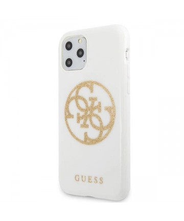 Guess GUHCN65TPUWHGLG iPhone 11 Pro Max white/white hard case Glitter 4G Circle Logo
