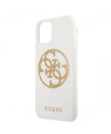 Guess GUHCN65TPUWHGLG iPhone 11 Pro Max white/white hard case Glitter 4G Circle Logo