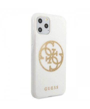 Guess GUHCN65TPUWHGLG iPhone 11 Pro Max white/white hard case Glitter 4G Circle Logo