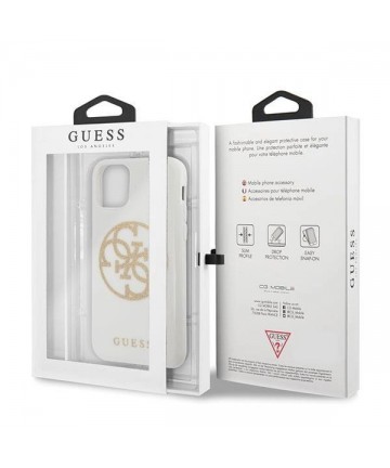 Guess GUHCN65TPUWHGLG iPhone 11 Pro Max white/white hard case Glitter 4G Circle Logo