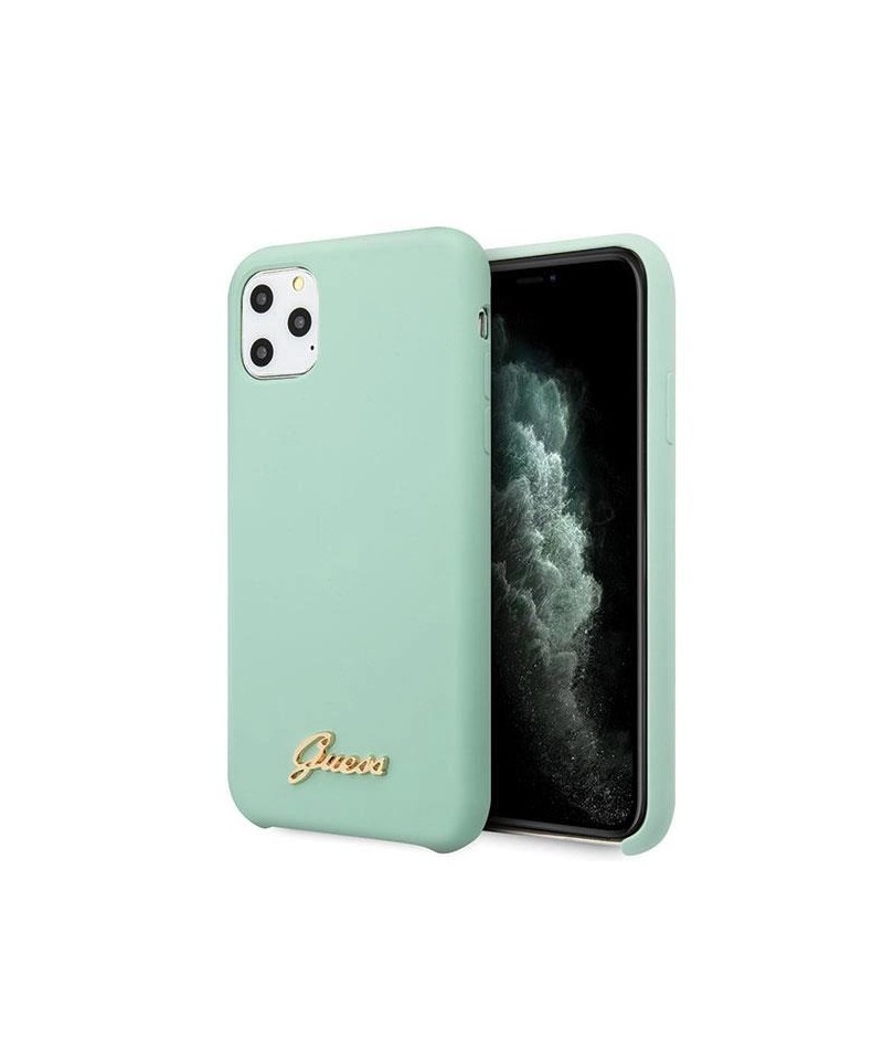 Guess GUHCN65LSLMGG iPhone 11 Pro Max green/green hard case Silicone Vintage Gold Logo