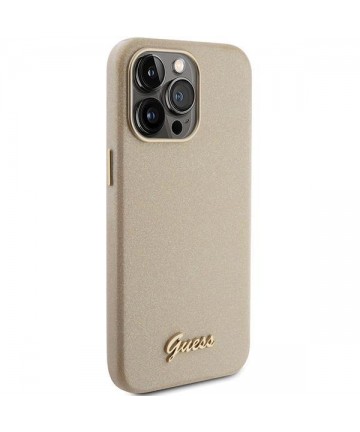 Guess Glitter Glossy Script case for iPhone 15 Pro - gold