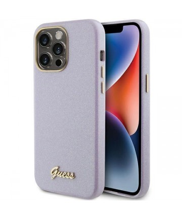 Guess Glitter Glossy Script case for iPhone 15 Pro - lilac