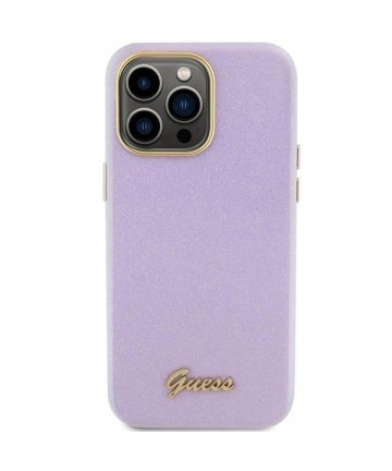 Guess Glitter Glossy Script case for iPhone 15 Pro - lilac