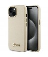 Guess Glitter Glossy Script case for iPhone 15 - gold